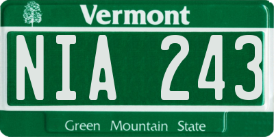 VT license plate NIA243
