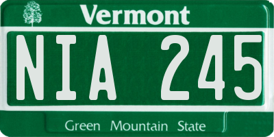 VT license plate NIA245