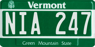 VT license plate NIA247