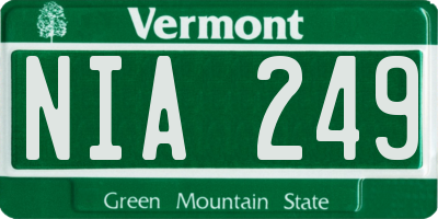 VT license plate NIA249