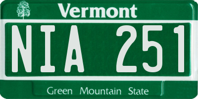 VT license plate NIA251