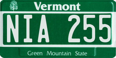 VT license plate NIA255