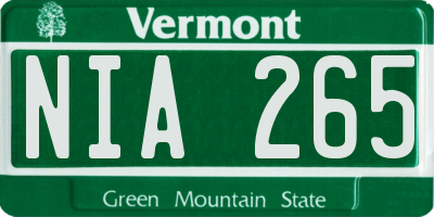 VT license plate NIA265