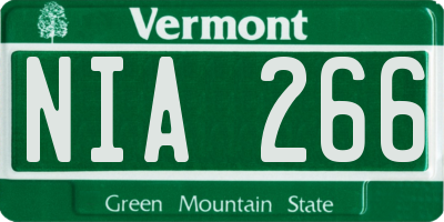 VT license plate NIA266