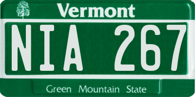 VT license plate NIA267