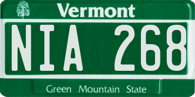 VT license plate NIA268