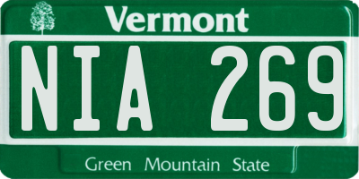VT license plate NIA269