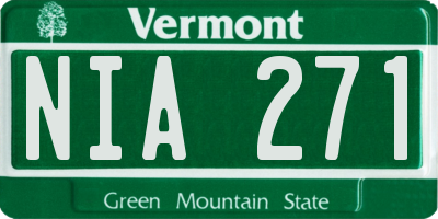 VT license plate NIA271