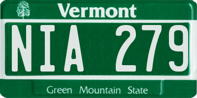 VT license plate NIA279