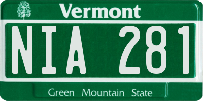 VT license plate NIA281