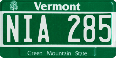 VT license plate NIA285