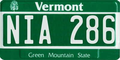 VT license plate NIA286