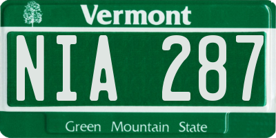 VT license plate NIA287