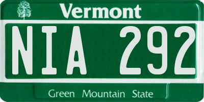 VT license plate NIA292