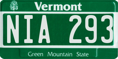 VT license plate NIA293