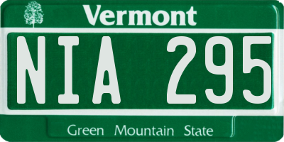 VT license plate NIA295