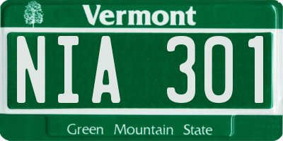 VT license plate NIA301