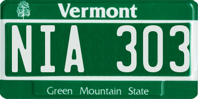 VT license plate NIA303