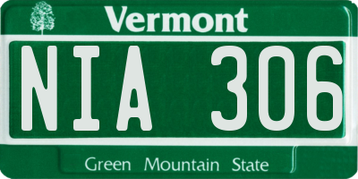 VT license plate NIA306