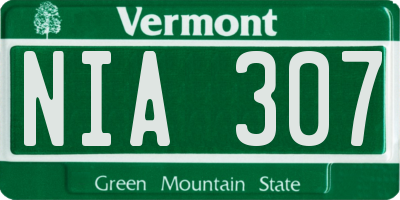 VT license plate NIA307