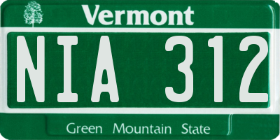 VT license plate NIA312