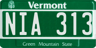 VT license plate NIA313