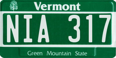 VT license plate NIA317