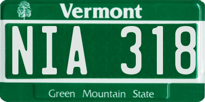 VT license plate NIA318