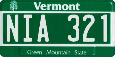 VT license plate NIA321