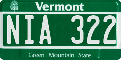 VT license plate NIA322