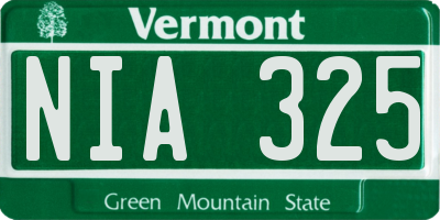 VT license plate NIA325