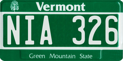 VT license plate NIA326