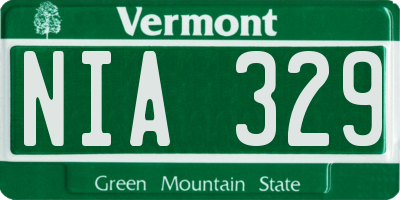 VT license plate NIA329