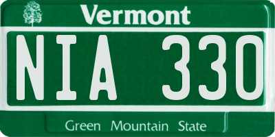 VT license plate NIA330