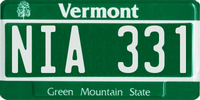 VT license plate NIA331