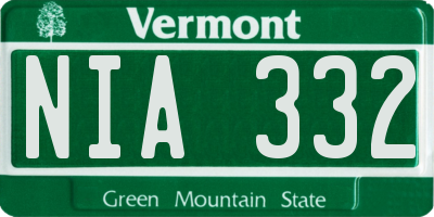 VT license plate NIA332