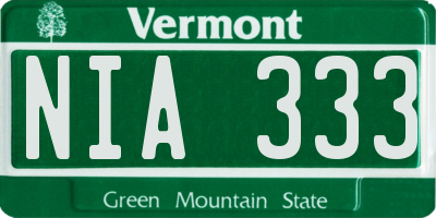 VT license plate NIA333