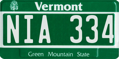 VT license plate NIA334