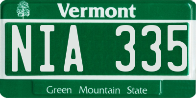 VT license plate NIA335