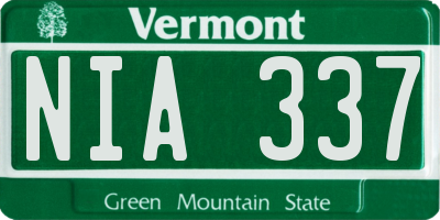 VT license plate NIA337