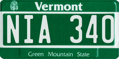 VT license plate NIA340