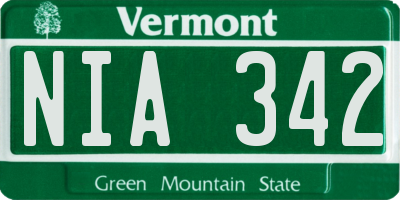 VT license plate NIA342