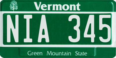 VT license plate NIA345