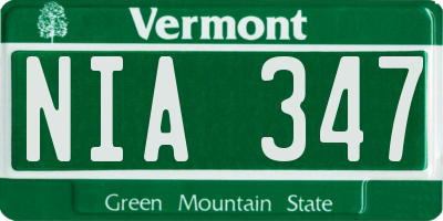 VT license plate NIA347