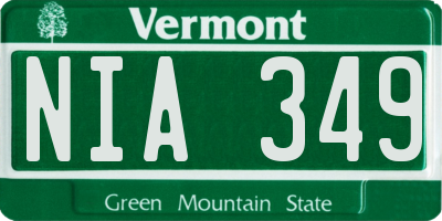 VT license plate NIA349