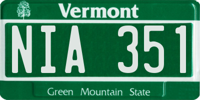 VT license plate NIA351