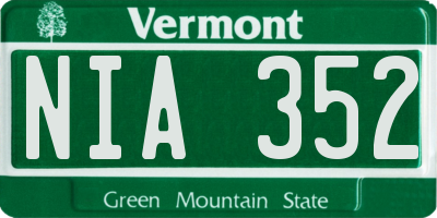 VT license plate NIA352