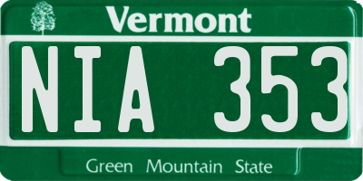 VT license plate NIA353