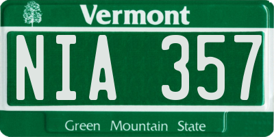 VT license plate NIA357