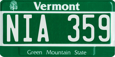 VT license plate NIA359